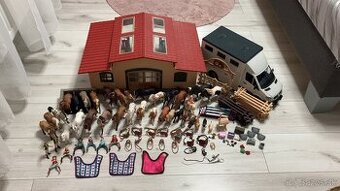 Schleich kone,stajna,doplnky