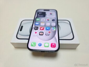 APPLE IPHONE 15 128GB BLACK,ZDRAVIE BATERKY 100%