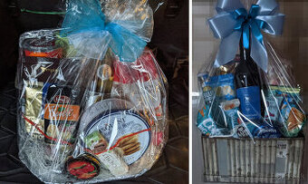 Čerstvý nerozbalený darčekový kôš