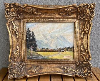 Obraz Dedinka pod Alpami 39x34 cm