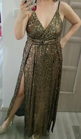 Zlaté flitrované elegantné šaty - 1