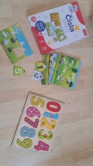 Cisla- drevene,puzzle, Hra s cislami