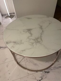 Konferenčný stolík mramorový sklenený