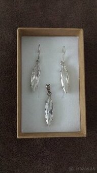 Prívesok s náušnicami - krištáľ + striebro