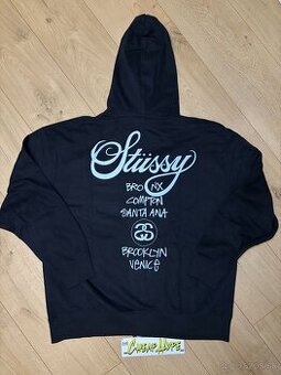 Vintage Hoodie Stussy World Tour Hooded Big Logo - Black