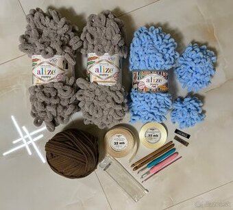 Puffy vlna, háčiky, stuhy - zostatok