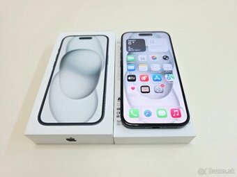 APPLE IPHONE 15 128GB BLACK,ZDRAVIE BATERKY 100%