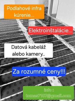 Elektroinštalácie,dátová kabeláž,  kúrenie