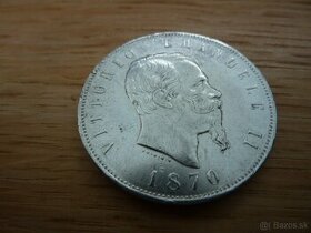 Vzácnejšie 5 Lire 1870 vo veľmi peknom stave