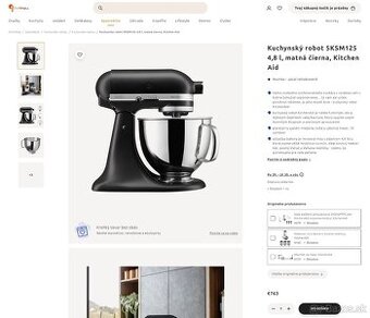 nový Kuchynský robot 5KSM125 4,8 l, matná čierna