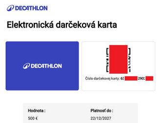Poukážka na nákup DECATHLON v hodnote 500,-€