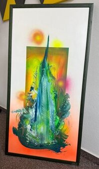 Originálny obraz – Peter Majkut „Veža v Spišskej Novej Vsi“