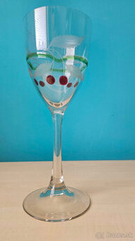 Ručne zdobená veľká vitrážová čaša/pohár na víno, 26 cm