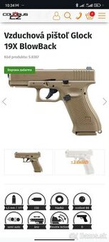 Vzduchová pištol' Glock 19x BlowBack