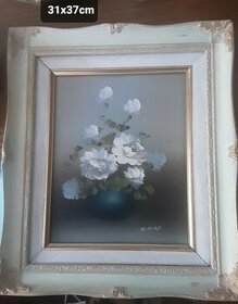 Predaj Olejomaľby kvetov a kópií portrétov v rámoch - 1
