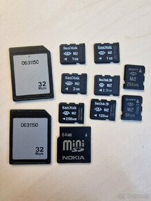 M2 pamatove karty, miniSD, MMC