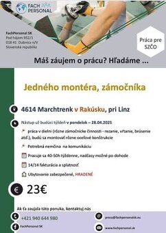 OBSADENÉ; Zámočník do Rakúska s ubytovaním