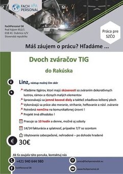 Dvaja tig zvárači do Rakúska - Linz