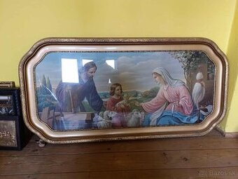 Stará váha,obrazy, polička,truhlica, retro šijací stroj