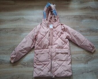 Dievčenská zimná prešívaná dlhá bunda,vetrovka,kabát 158