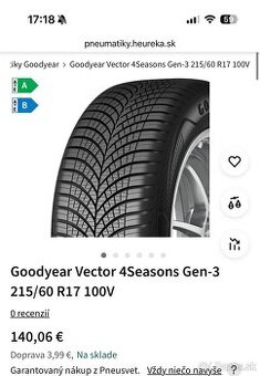Goodyear Vector 4Seasons Gen-3 215/60 R17 100V