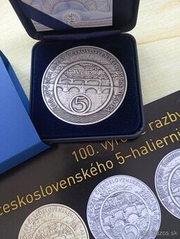 Predám strieb. med. 100.výročie razby Českoslov. 5-hal.1924