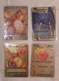 Kovove pokemon karty zlatej farby