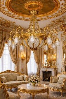 Zámecký lustr - broušené sklo & masivní bronz XXL