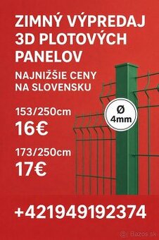 Zimný výpredaj - Ploty, 3D a 2D panely, Brány