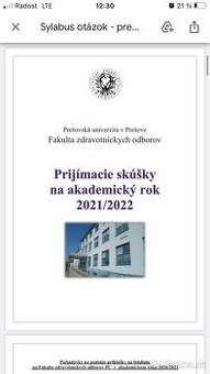 Sylabus- biológie- UNIPO prijimacie skusky