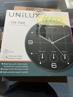 Nástenné hodiny Unilux On Time 30 cm – 3 časové pásma (dekor