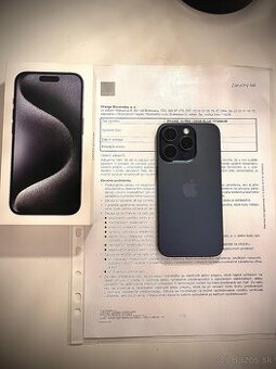 Predám Apple iPhone 15 PRO 128GB, AKO NOVÝ, ZÁRUKA SK