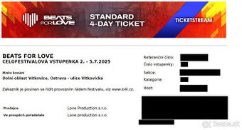 BEATS FOR LOVE 4 Dnove vstupenky