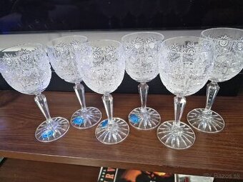 Sada ručne brusených kryštáľových poharov
