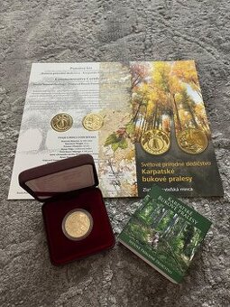 100 Euro Karpatské bukové pralesy 2015 + pamätný list