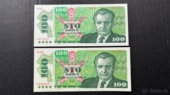 Bankovky ČSSR 100 Kčs 1989 vysoká séria aUnc