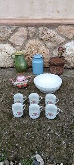 Šálky, misa, smalt, džbán...
