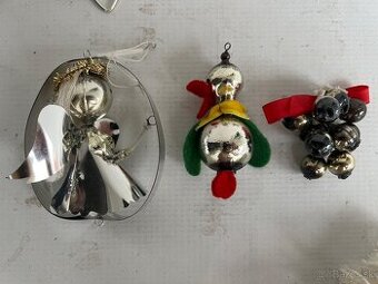 Starozitne vintage ozdoby na vianocny stromcek 3 ks anjel po