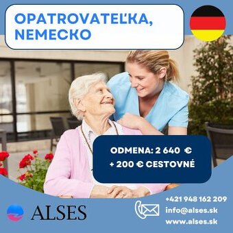 Opatrovateľka v Nemecku, plat až 2640 €