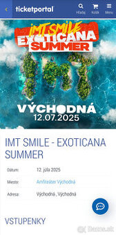 Predám lístok na IMT Smile, východná 12.7.2025