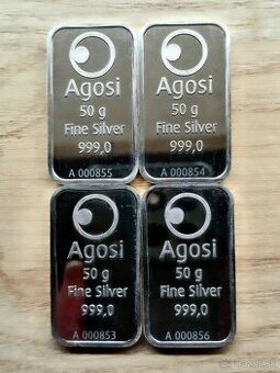 Strieborné tehličky Agosi 50g, 999. - 1