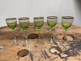 ✨ Vintage sada 6 ks zelených likérových pohárikov