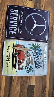 Predám ozdobné kovové tabule Mercedes a Volkswagen - 1