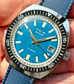 Československé mechanické vintage hodinky PRIM Sport 2 Modré - 1