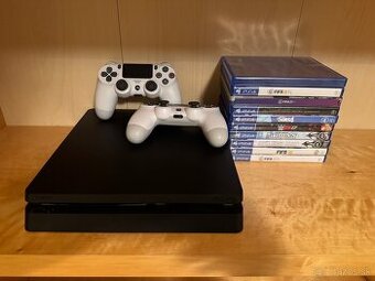 Predám Playstation 4 Slim 500GB + 2 Controllery + 10 hier