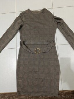 Šaty s dlhým rukávom - hnede jar/jesen/zima