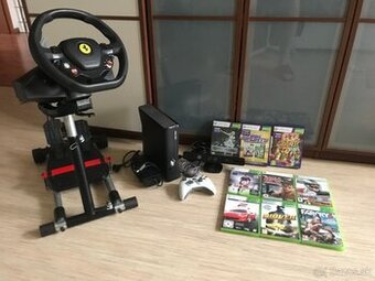 Xbox 360 Slim+Kinect+Ferrari volant+9 hier – kompletný set
