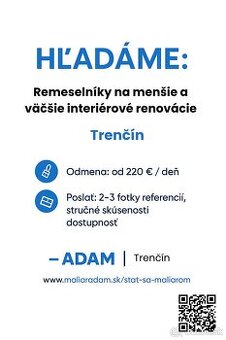 €220/deň - Rekonštrukčné práce / Trenčín a okol