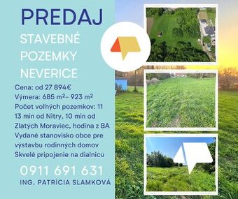 Predaj stavebné pozemky Neverice- rôzne veľkosti pozemkov