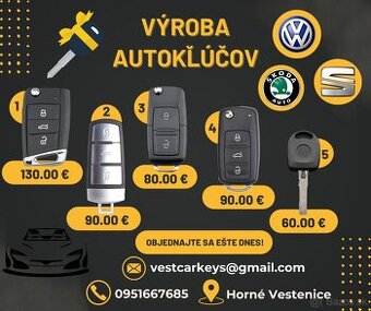 VÝROBA AUTOKĽÚČOV VW SEAT ŠKODA